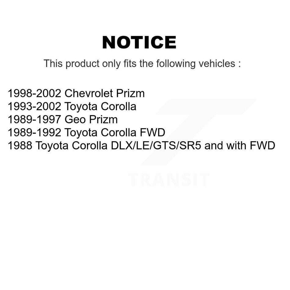 Rear Suspension Strut Shock Mounting Pair For Toyota Corolla Prizm Geo Chevrolet K73-100188