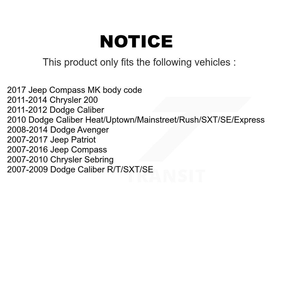 Rear Suspension Strut Shock Mounting Pair For Jeep Patriot Dodge Chrysler Compass 200 K73-100209