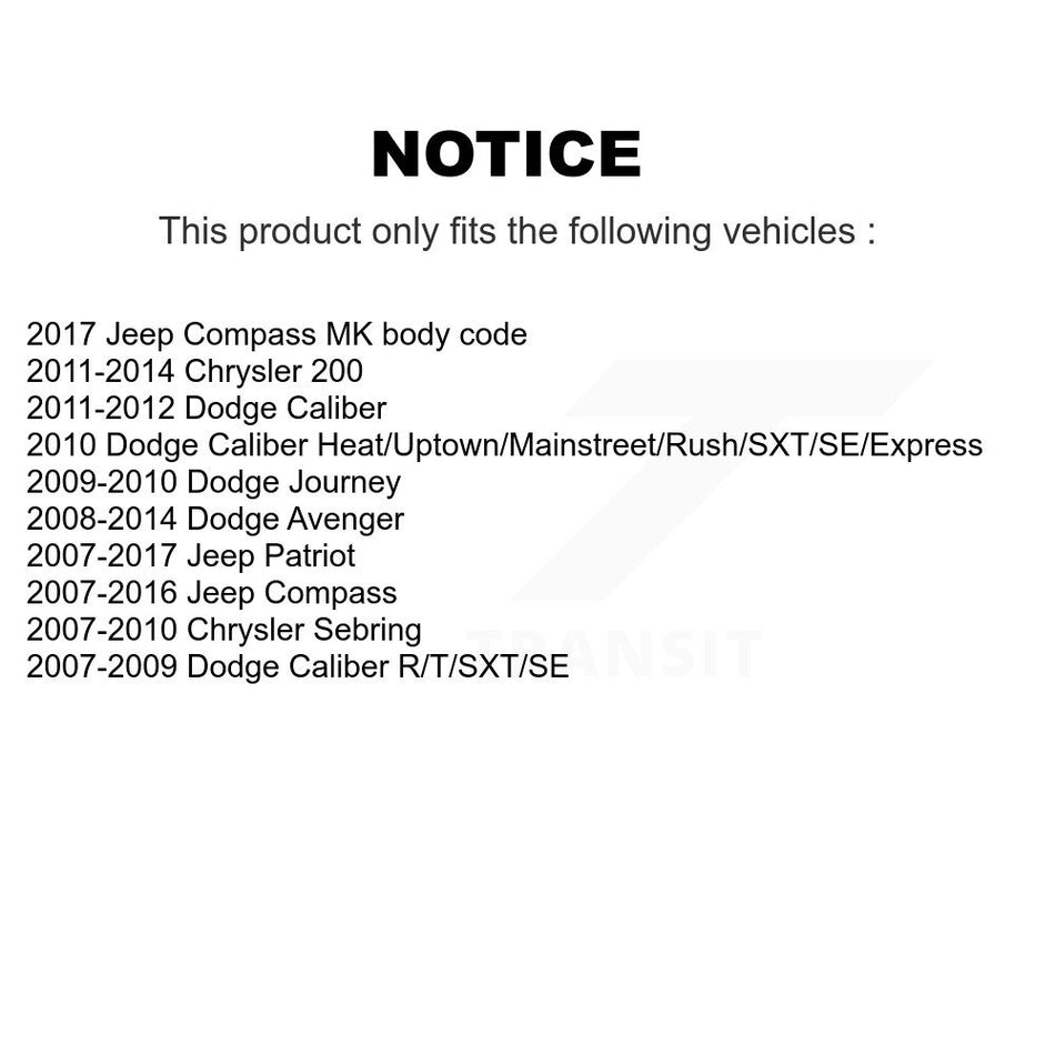 Rear Suspension Strut Shock Mounting Pair For Jeep Patriot Dodge Chrysler Compass 200 K73-100209