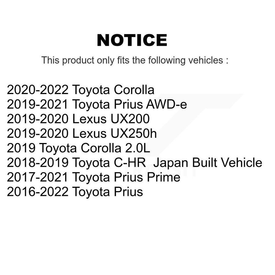 Front Suspension Strut Shock Mounting Pair For Toyota Corolla Prius Prime C-HR Lexus K73-100238