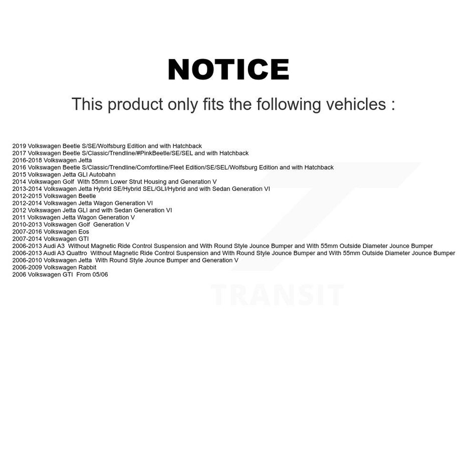 Front Rear Suspension Strut Shock Mounting Kit For Volkswagen Jetta Golf Beetle Rabbit A3 K73-100253