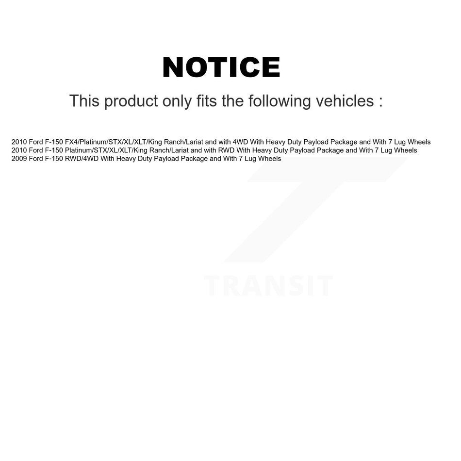 Front Wheel Bearing And Tie Rod End Kit For Ford F-150 With Heavy Duty Payload Package 7 Lug Wheels K77-100215