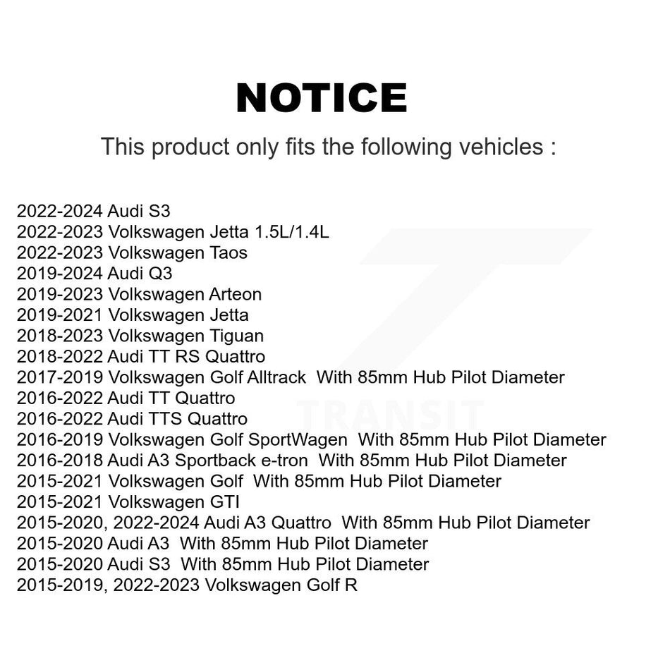 Front Hub Bearing Assembly And Link Kit For Volkswagen Tiguan Jetta GTI Golf Audi Alltrack SportWagen A3 R Q3 Arteon Quattro K77-100598