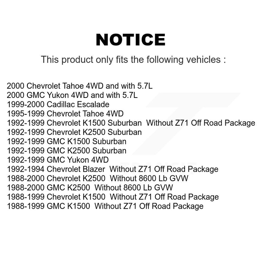 Front Suspension Shock Absorber Pair For Chevrolet K1500 GMC Tahoe K2500 Suburban Yukon Cadillac Escalade Blazer K78-100060