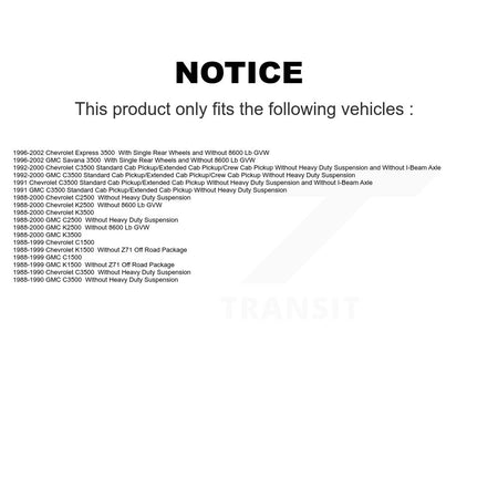 Rear Shock Absorbers Pair For Chevrolet GMC K1500 C1500 K2500 C2500 K3500 C3500 Express K78-100262