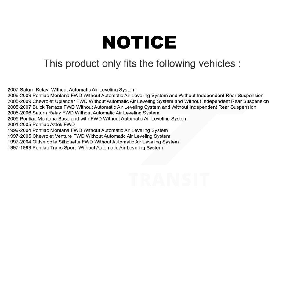 Rear Suspension Shock Absorber Pair For Chevrolet Venture Uplander Pontiac Montana Oldsmobile Silhouette Aztek Buick Terraza Saturn Relay Trans Sport K78-100275