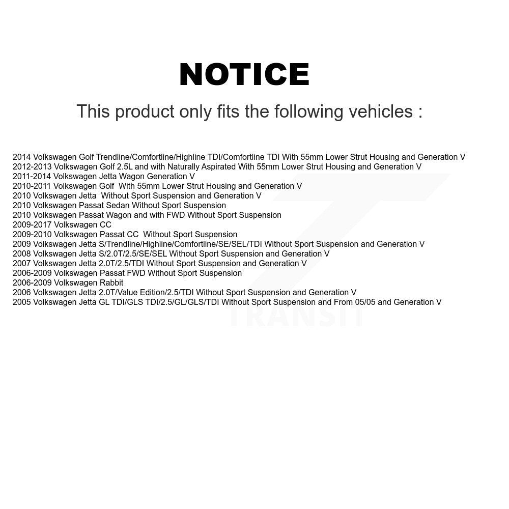 Front Rear Suspension Struts Kit For Volkswagen Jetta Golf Rabbit Passat CC K78-100916