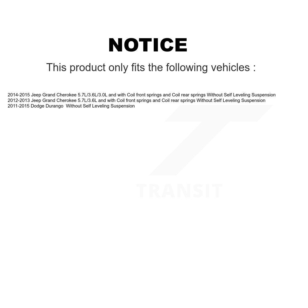 Front Rear Suspension Struts Kit For Jeep Grand Cherokee Dodge Durango K78-101053