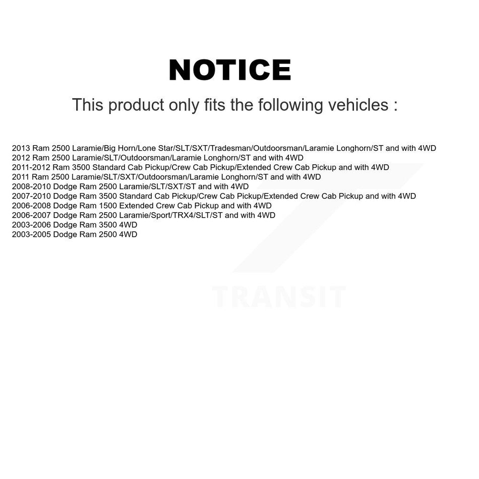 Front Rear Suspension Shock Absorbers Kit For Dodge Ram 3500 2500 1500 K78-101150