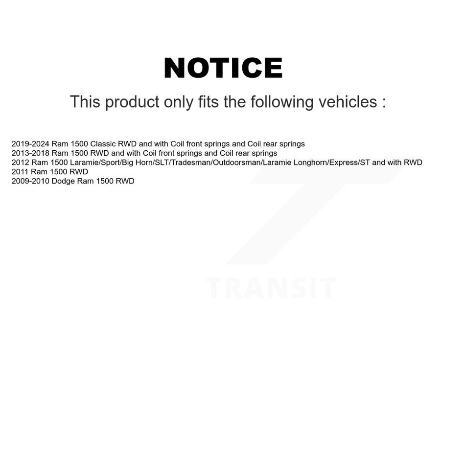 Front Rear Suspension Shock Absorbers Kit For Ram 1500 Classic Dodge K78-101155