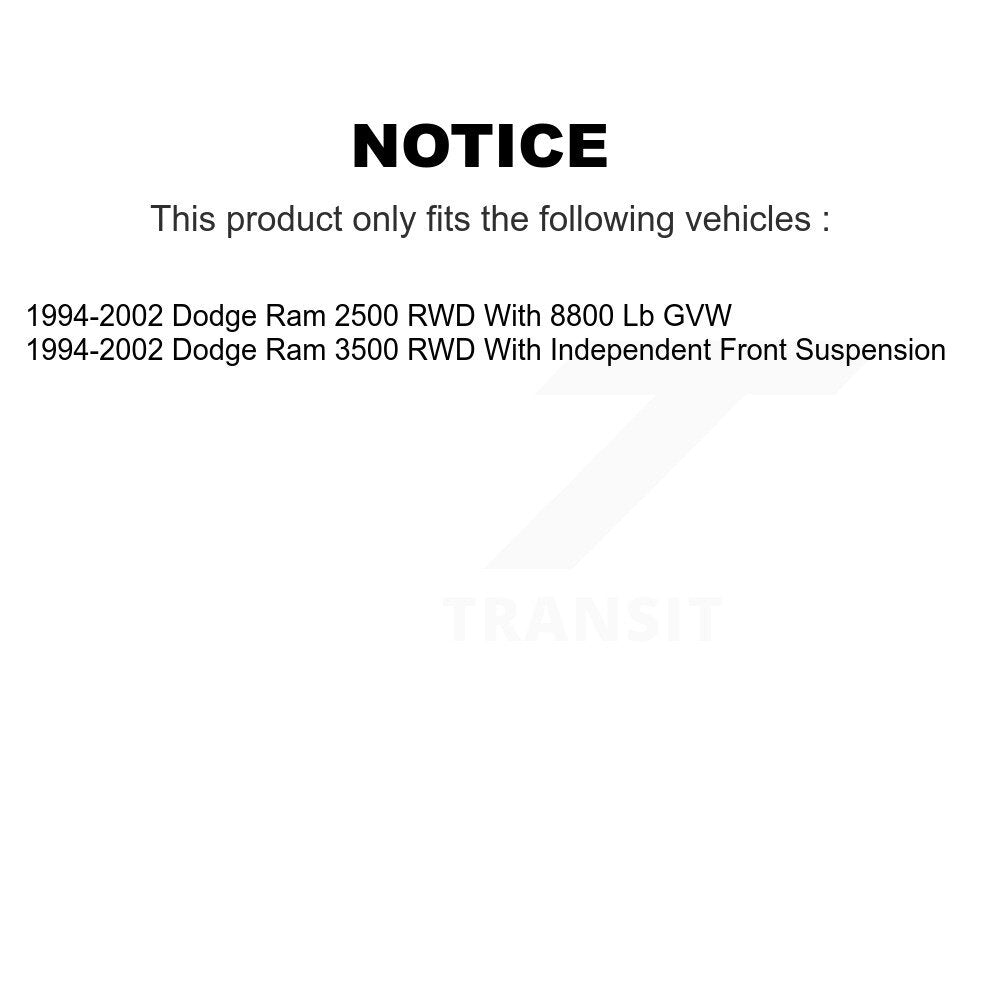 Front Suspension Shock Absorbers Pair For 1994-2002 Dodge Ram 2500 3500 RWD K78-101163