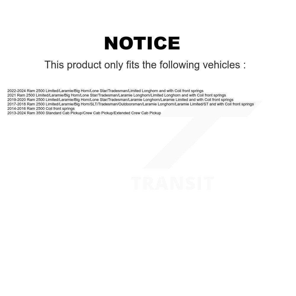 Front Suspension Shock Absorbers Pair For Ram 2500 3500 K78-101165