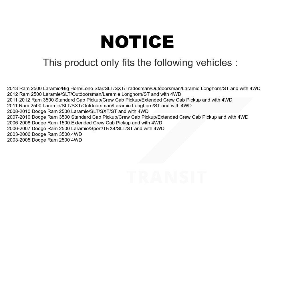 Front Suspension Shock Absorbers Pair For Dodge Ram 3500 2500 1500 K78-101166