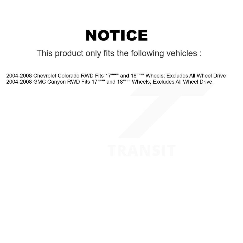 Front Complete Suspension Shocks Strut And Coil Spring Mount Assemblies Pair For 2004-2008 Chevrolet Colorado GMC Canyon Fits 17" 18" Wheels; Excludes All Wheel Drive RWD K78A-100049