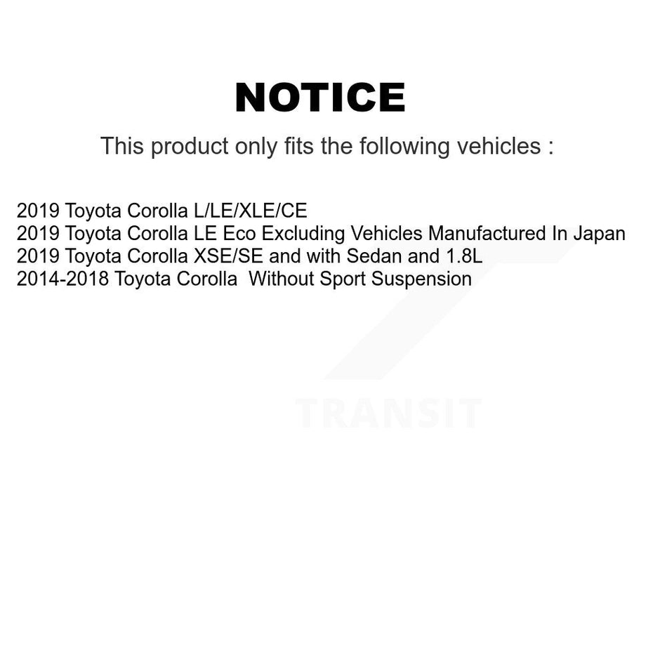 Front Complete Suspension Shocks Strut And Coil Spring Mount Assemblies Kit For 2014-2019 Toyota Corolla Excludes Sport K78A-100137