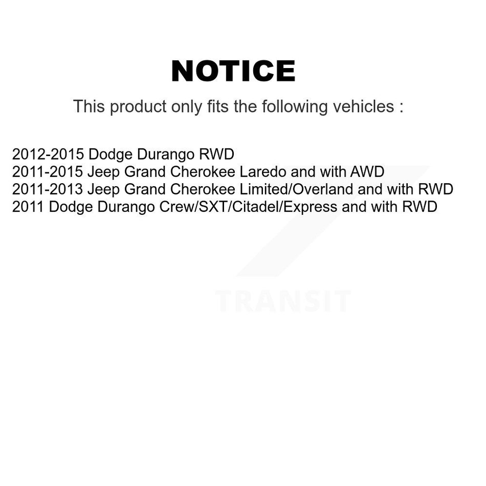 Front Complete Suspension Shocks Strut And Coil Spring Mount Assemblies Kit For 2011-2015 Dodge Durango Excludes V8 Models; Models With Nivomat K78A-100184