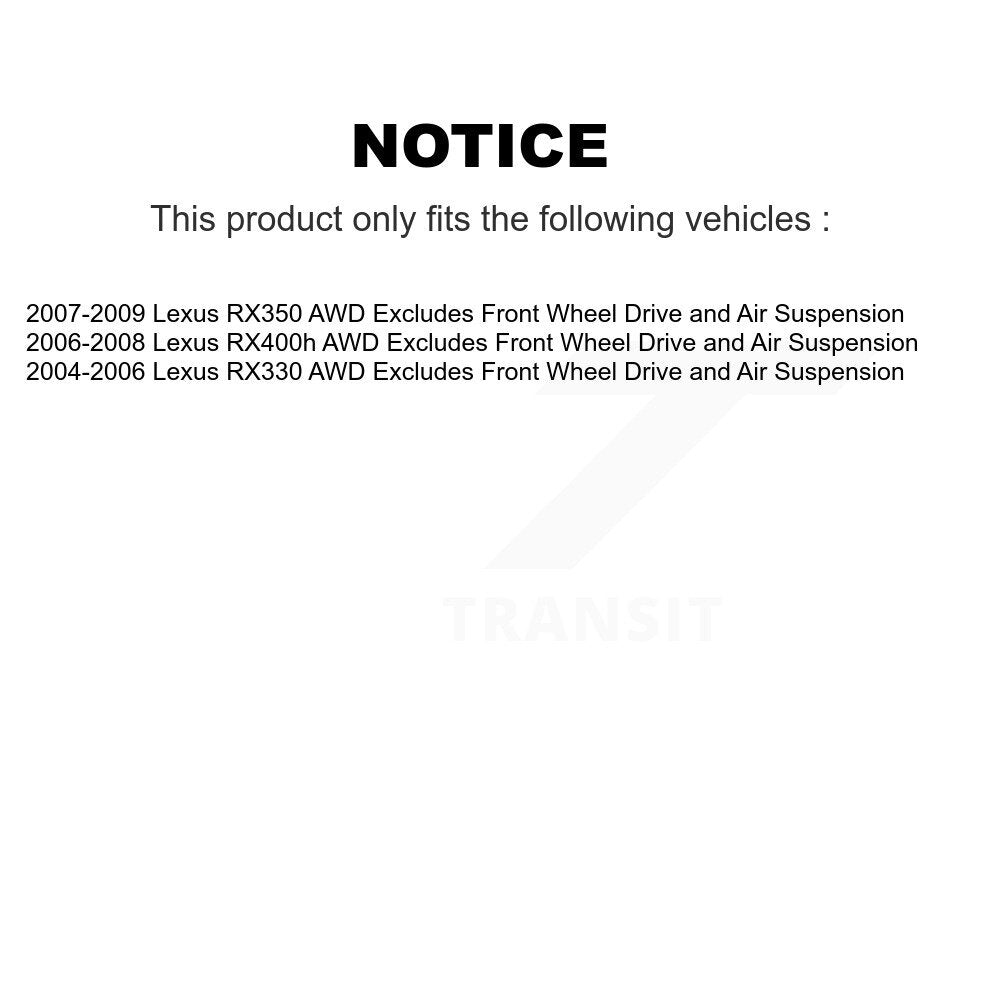 Front Complete Shocks Strut Coil Spring Assemblies Kit For Lexus RX350 RX330 RX400h AWD K78A-100486