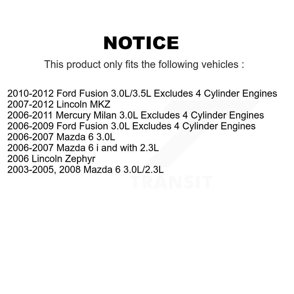Front Rear Complete Suspension Shocks Strut And Coil Spring Mount Assemblies Kit For Ford Fusion Mazda 6 Lincoln MKZ Mercury Milan Zephyr - Left Right Side (Driver Passenger) K78M-100039