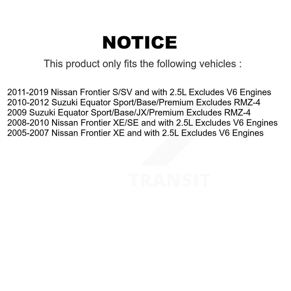 Front Rear Complete Suspension Shocks Strut And Coil Spring Mount Assemblies Kit For Nissan Frontier Suzuki Equator - Left Right Side (Driver Passenger) K78M-100293