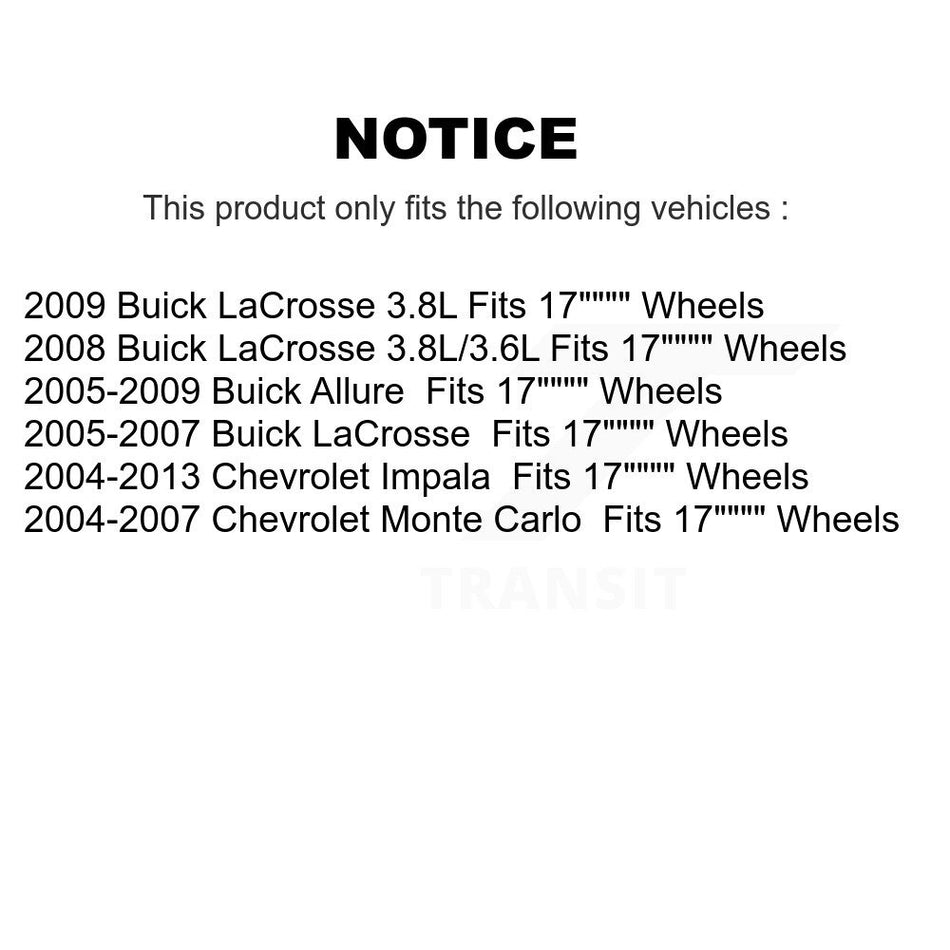 Front Rear Complete Suspension Shocks Strut And Coil Spring Mount Assemblies Kit For Chevrolet Impala Buick LaCrosse Monte Carlo Allure Fits 17" Wheels - Left Right Side K78M-100380