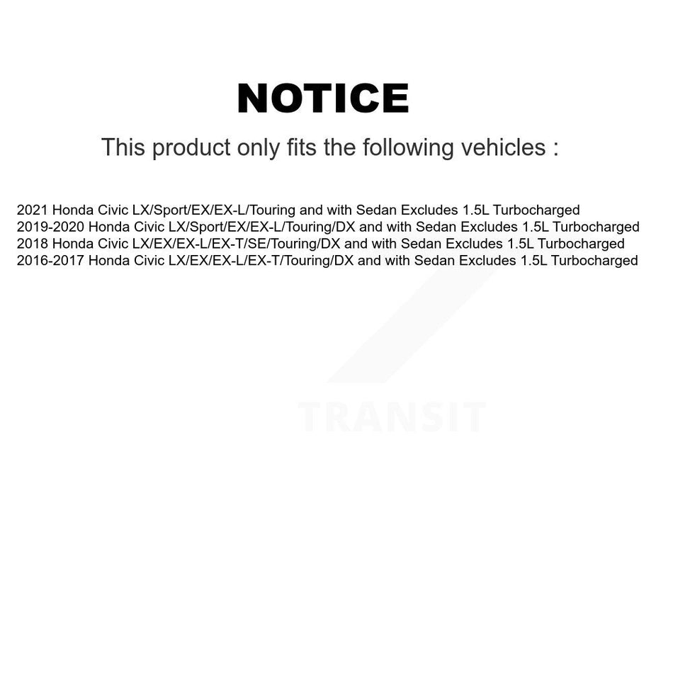 Front Rear Complete Strut And Coil Spring Kit For Honda Civic Excludes 1.5L Turbocharged K78M-100413