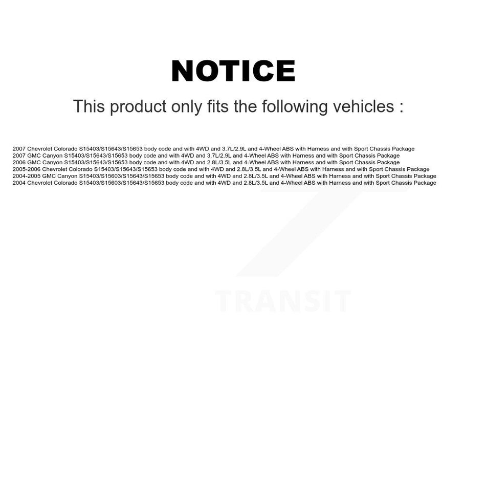 Front Left Wheel Hub Bearing And Extra ABS Sensor Kit For Chevrolet Colorado GMC Canyon K7S-100001