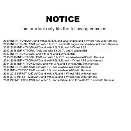 Front Wheel Hub Bearing And ABS Sensor Kit For INFINITI QX50 EX35 EX37 M37 Q70 Q70L M56 K7S-100075