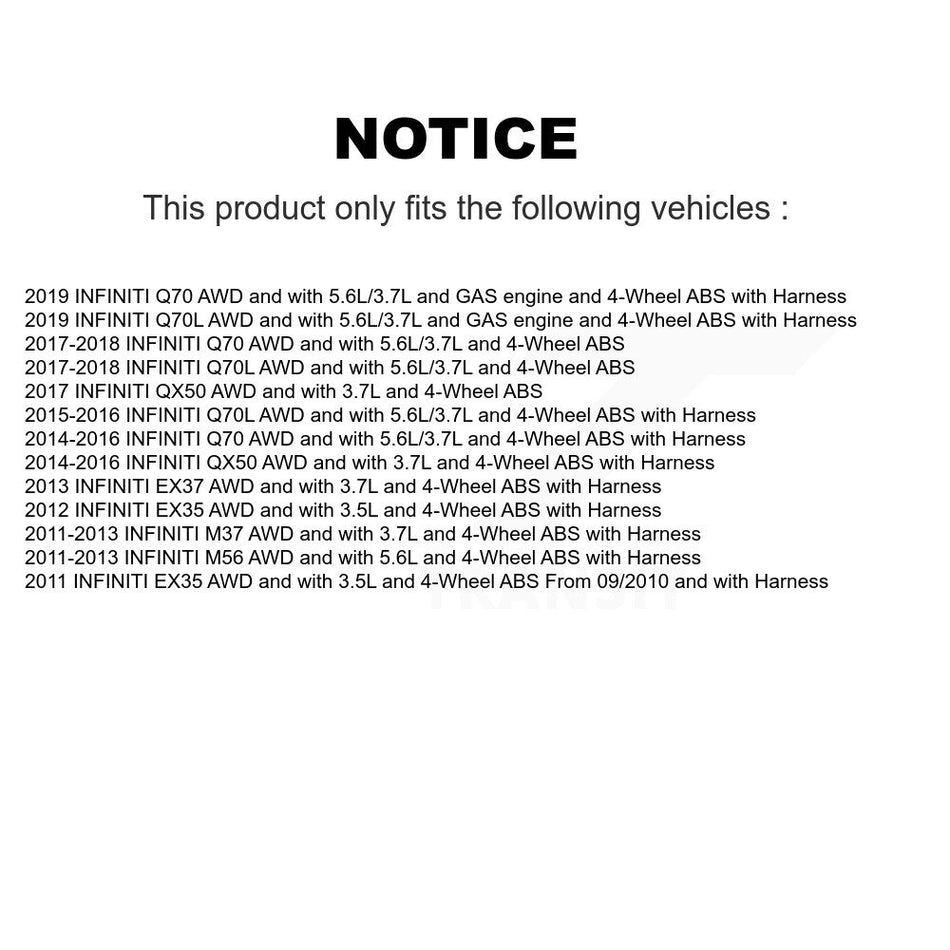 Front Wheel Hub Bearing And ABS Sensor Kit For INFINITI QX50 EX35 EX37 M37 Q70 Q70L M56 K7S-100075