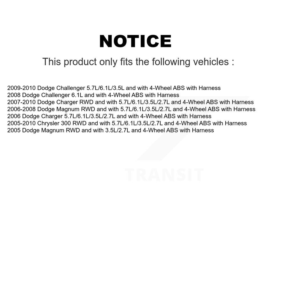 Front Wheel Hub Bearing & ABS Sensor Kit For Dodge Chrysler 300 Charger Challenger Magnum K7S-100102