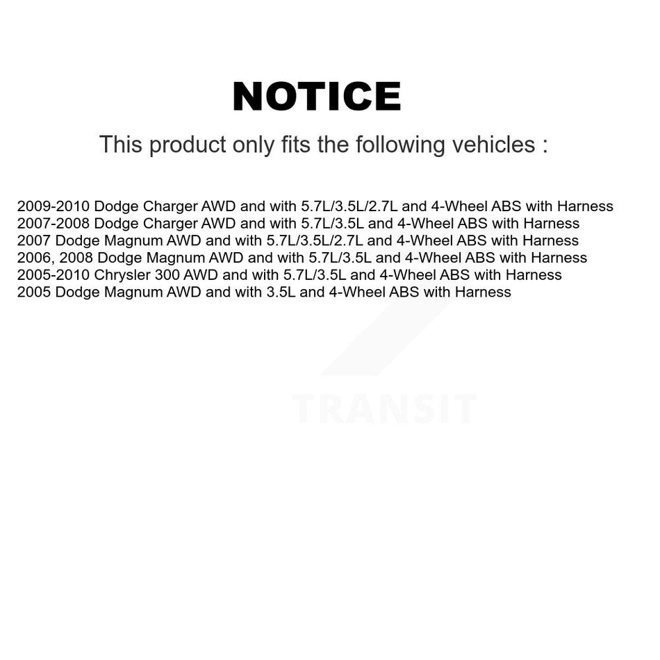 Front Wheel Hub Bearing ABS Sensor Kit For Chrysler 300 Dodge Charger Magnum with Harness K7S-100103