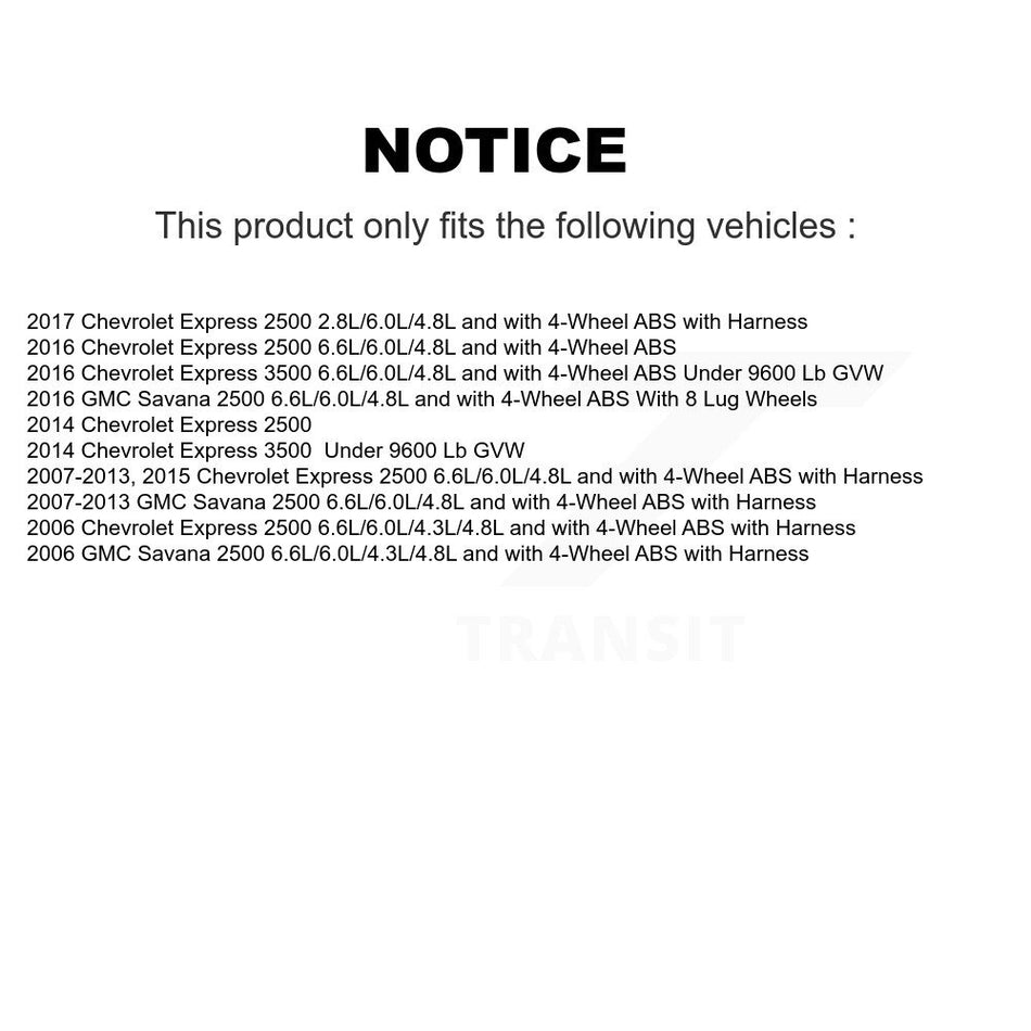 Front Wheel Hub Bearing & Extra ABS Sensor Kit For Chevrolet Express 2500 GMC Savana 3500 K7S-100107