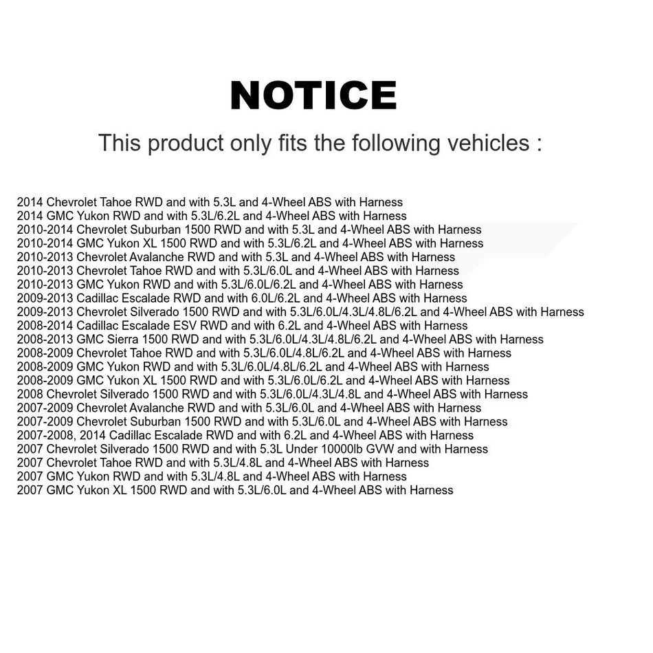 Front Wheel Hub Bearing Extra Sensor Kit For Chevrolet GMC Silverado 1500 Sierra Tahoe XL K7S-100108