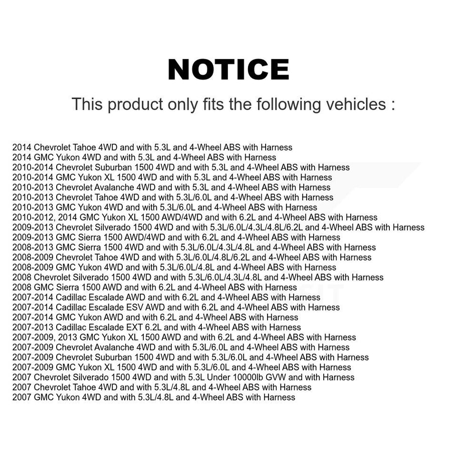 Front Wheel Hub Bearing Extra Sensor Kit For Chevrolet GMC Silverado 1500 Sierra Cadillac K7S-100109