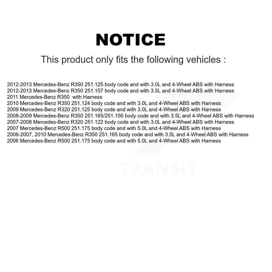 Front Wheel Bearing And ABS Sensor Kit For Mercedes-Benz R350 R320 R500 with Harness K7S-100281