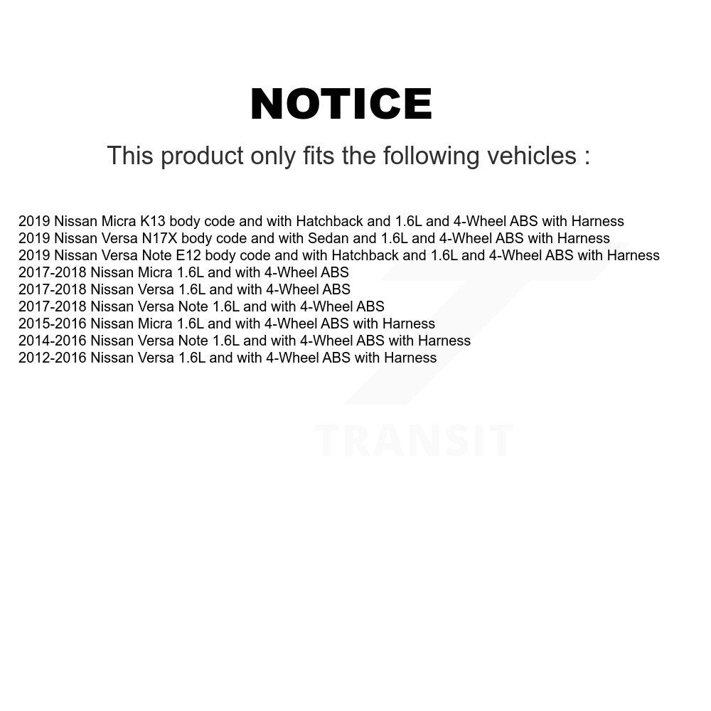 Rear Wheel Bearing And ABS Sensor Kit For Nissan Micra Versa Note K7S-100319