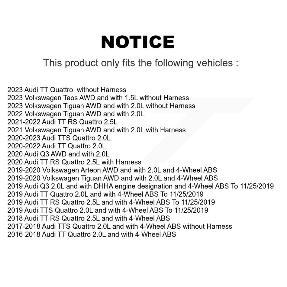 Rear Wheel Hub Bearing Sensor Kit For Volkswagen Tiguan Taos Audi Q3 Arteon TT Quattro RS K7S-100342