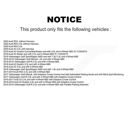 Rear Wheel Hub Bearing Sensor Kit For Volkswagen Audi Golf SportWagen R A3 Quattro S3 RS3 K7S-100347