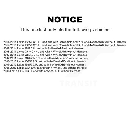Rear Wheel Hub Bearing ABS Sensor Kit For Lexus IS250 IS350 GS350 GS300 IS F GS450h GS430 K7S-100380