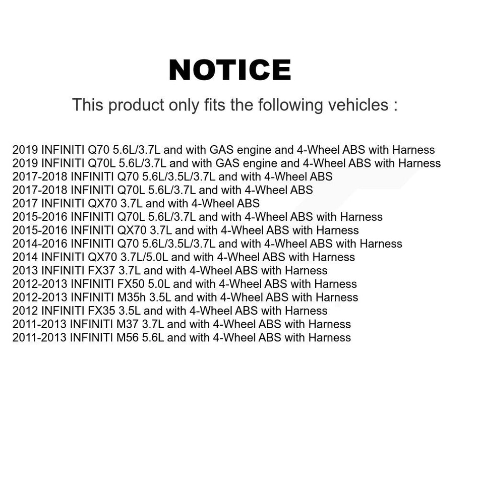 Rear Wheel Hub Bearing Sensor Kit For INFINITI QX70 M37 FX35 FX37 Q70 Q70L M56 FX50 M35h K7S-100539