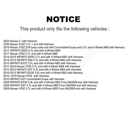 Rear Wheel Hub Bearing & ABS Sensor Kit For INFINITI G37 QX50 Nissan 370Z EX35 EX37 Q60 Z K7S-100540