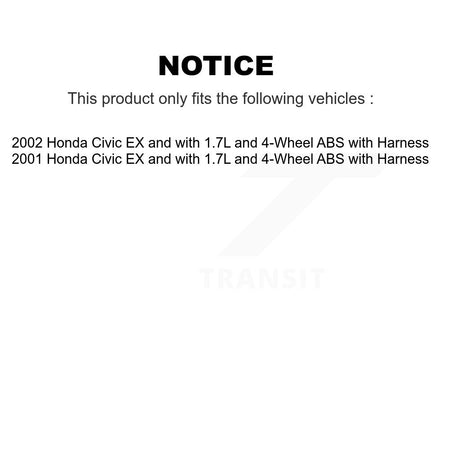 Rear Wheel Hub Bearing & Sensor Kit For Honda Civic EX with 1.7L 4-Wheel ABS Harness K7S-100558