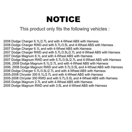 Rear Wheel Hub Bearing ABS Sensor Kit For Chrysler 300 Dodge Charger Magnum with Harness K7S-100600