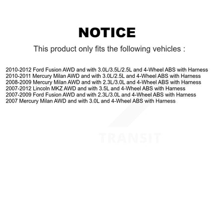 Rear Wheel Bearing ABS Sensor Kit For Ford Fusion Lincoln MKZ Mercury Milan with Harness K7S-100660
