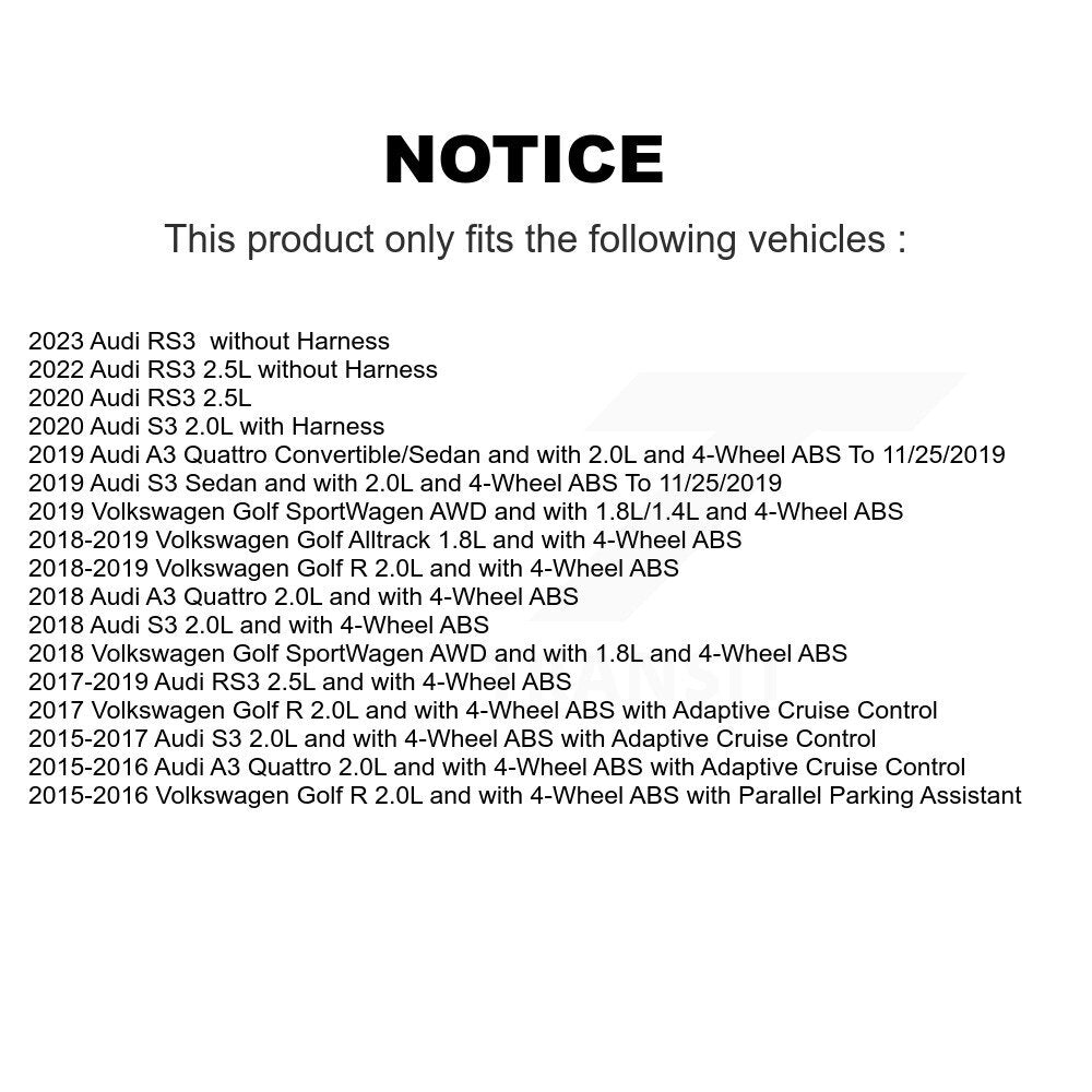 Rear Wheel Hub Bearing Sensor Kit For Volkswagen Audi Golf SportWagen R A3 Quattro S3 RS3 K7S-100695