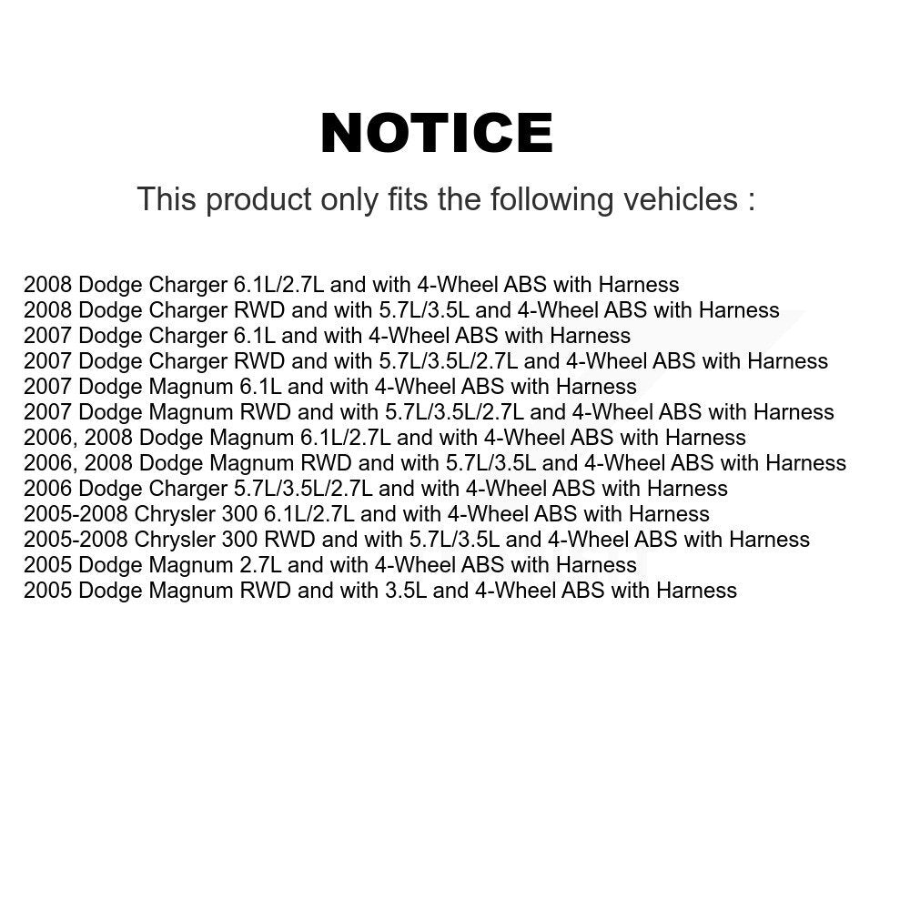 Rear Wheel Hub Bearing ABS Sensor Kit For Chrysler 300 Dodge Charger Magnum with Harness K7S-100722