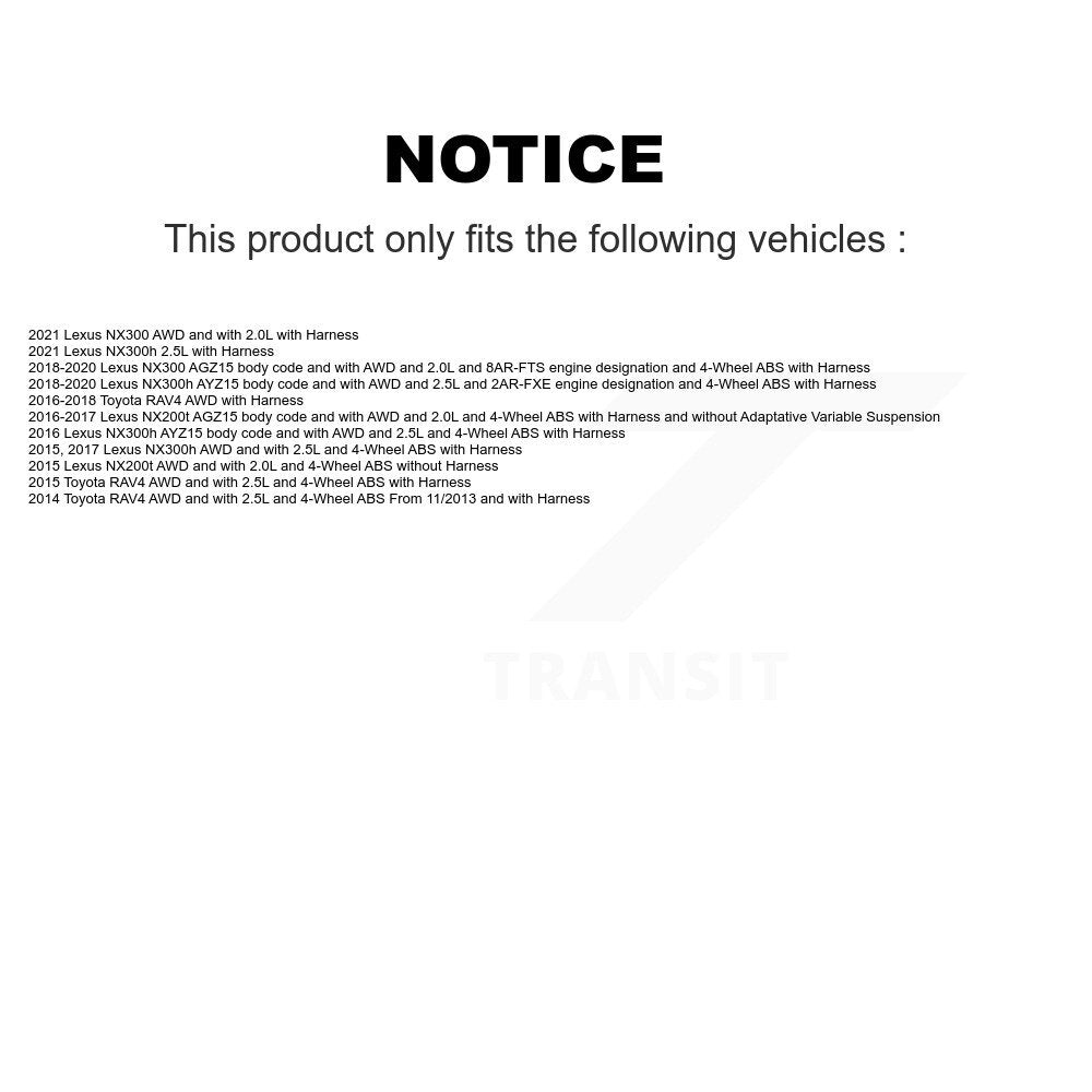 Rear Wheel Hub Bearing And ABS Sensor Kit For Toyota RAV4 Lexus NX300 NX200t NX300h K7S-100758