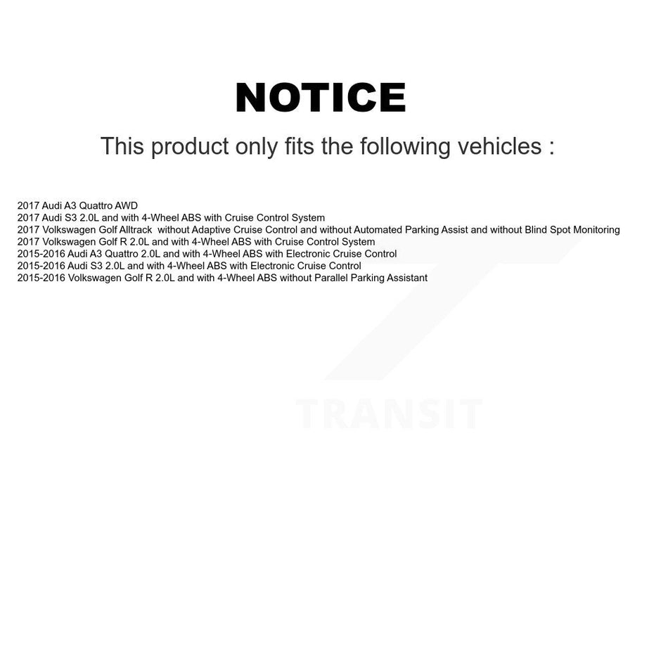 Rear Wheel Hub Bearing & ABS Sensor Kit For Audi A3 Quattro Volkswagen Golf R Alltrack S3 K7S-100803