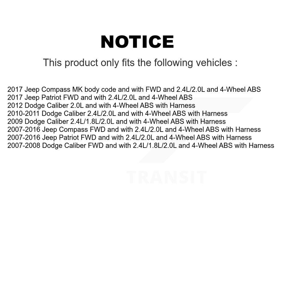 Rear Wheel Hub Bearing And ABS Sensor Kit For Jeep Patriot Compass Dodge Caliber K7S-100834