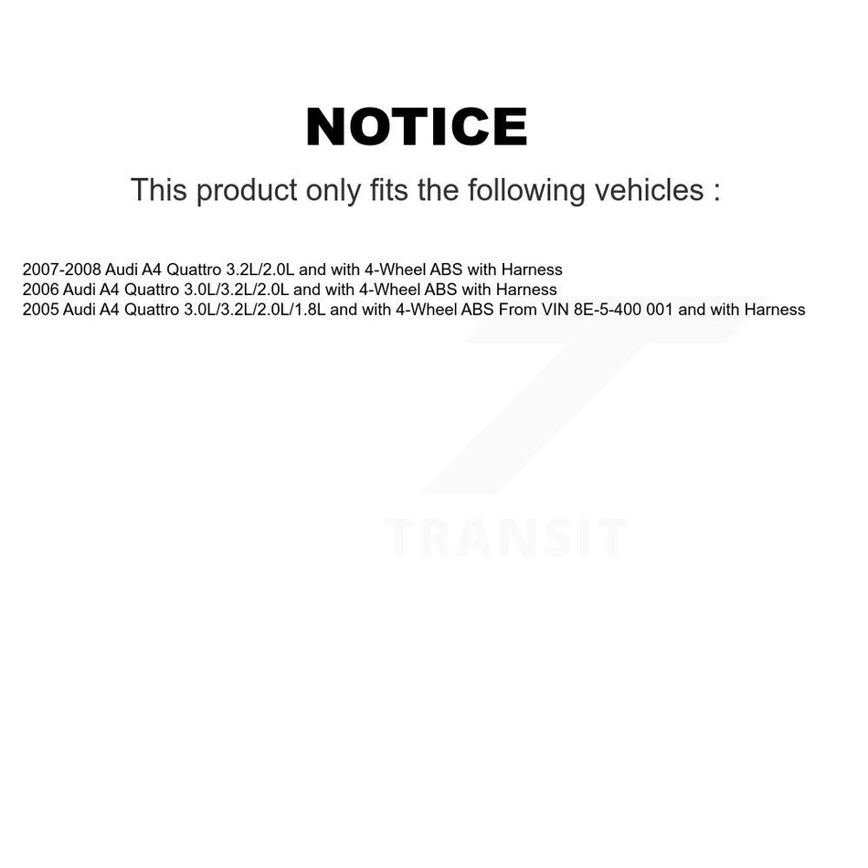 Rear Wheel Bearing And ABS Sensor Kit For Audi A4 Quattro K7S-100993