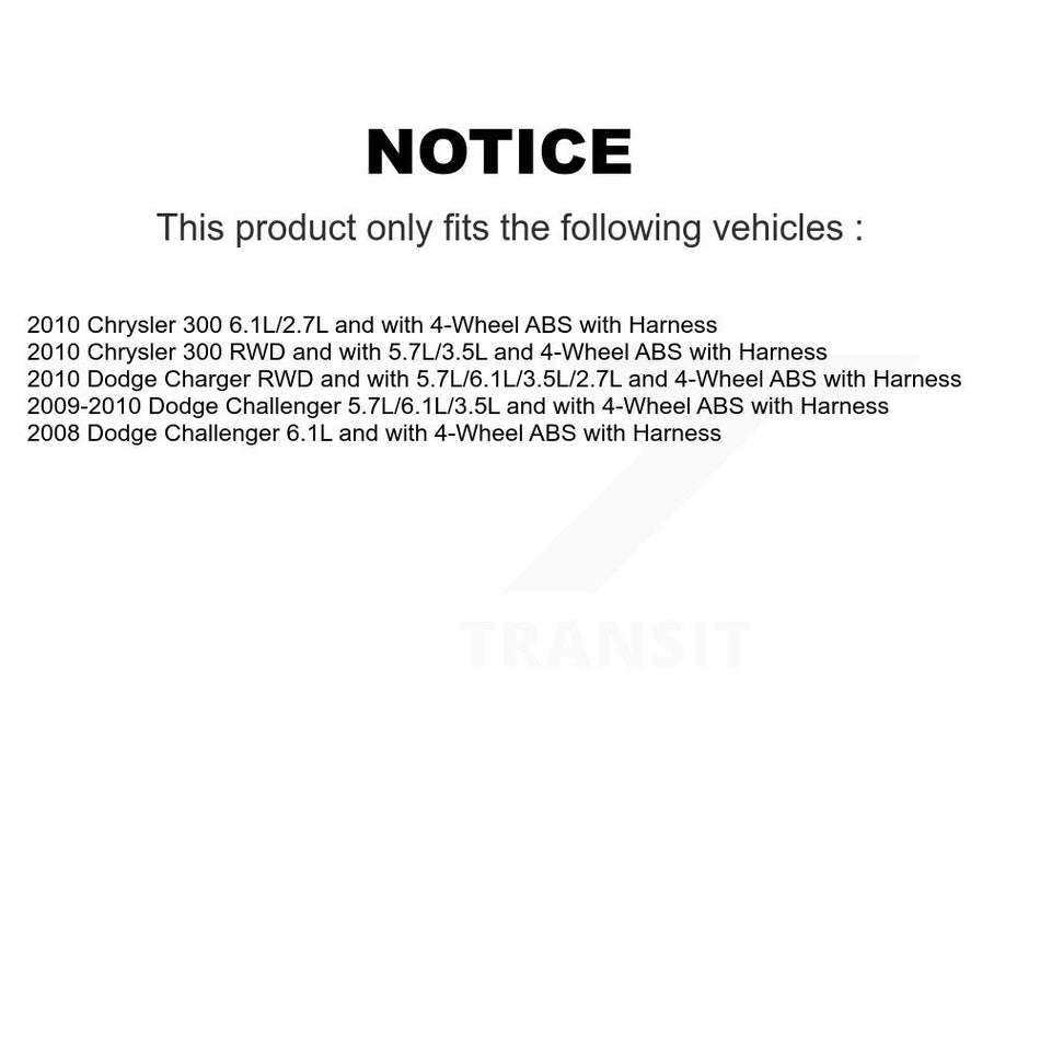 Rear Wheel Hub Bearing Sensor Kit For Dodge Challenger Charger Chrysler 300 with Harness K7S-101091